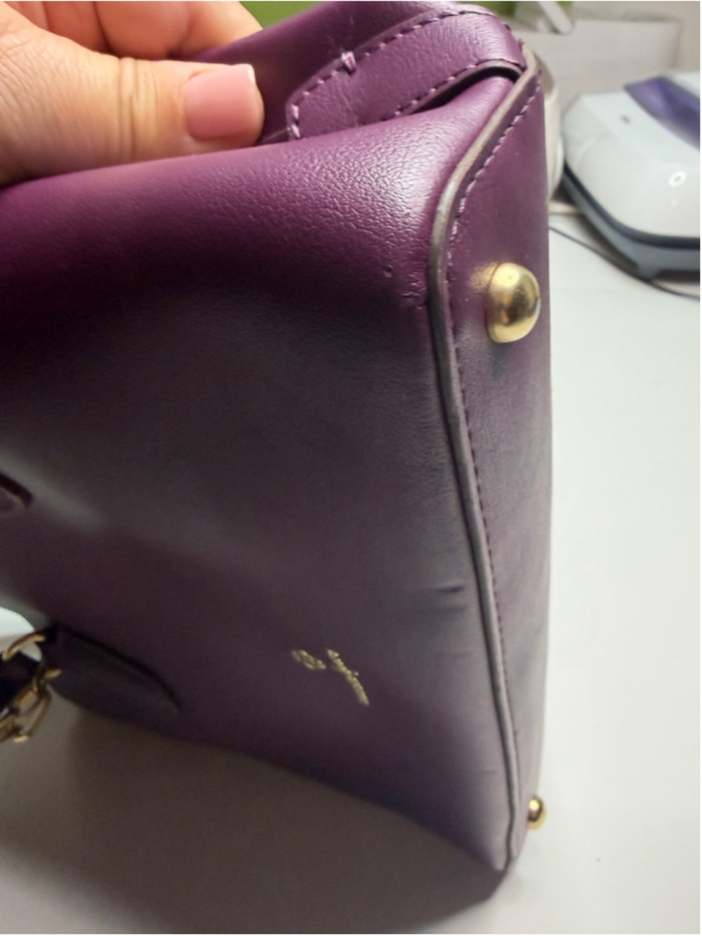 Women's Nanette Lepore Purple Satchel One Size with Gold Chain - Picture 5 of 9